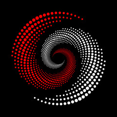Abstract dotted vector background. Halftone effect. Spiral dotted background or icon. Yin and yang style.