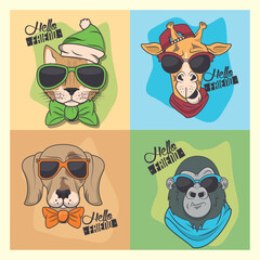 funny animals with sunglasses cool style