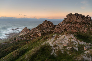 Fototapeta na wymiar Vistas de la cima de Monte Branco en A Costa da Morte. Camariñas, Galicia, España
