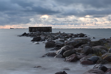 Long exposure sea water on rocks