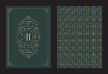 Vintage ornament greeting card calligraphic ornate swirls and vignettes frame design vector template