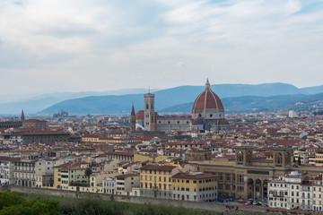 Fototapeta na wymiar View of Florence city and the dome of Florence Cathedral.
