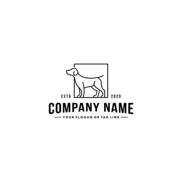 line art dog logo design vector