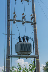 A current transformer on a power pole