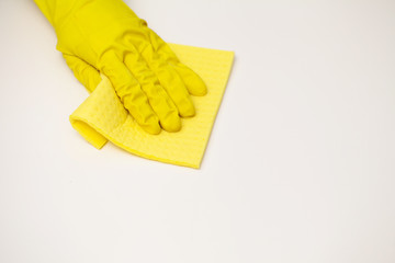Close Up cleaning company worker hand holding sponge