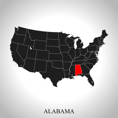 Fototapeta na wymiar map of Alabama