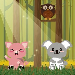 cute koala wild animal character icon