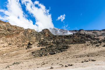 View from the Lemosho trail, the most scenic trail on mount Kilimanjaro, Tanzania