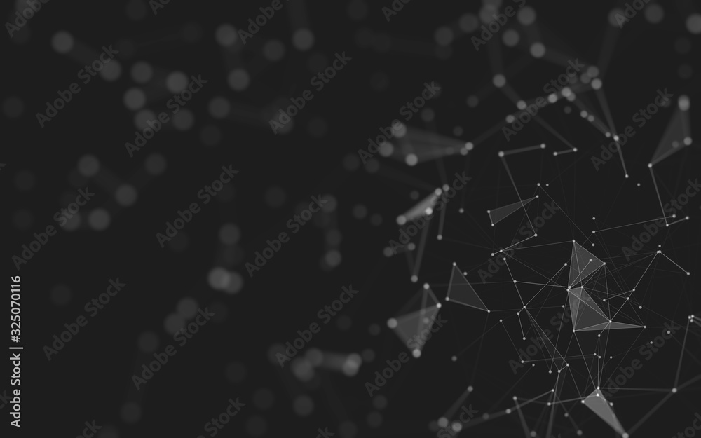 Wall mural abstract background. molecules technology with polygonal shapes, connecting dots and lines. connecti