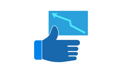 Thumb up icon for sales growth and business success