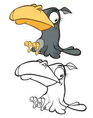 Gardinen Vektor-Illustration eines niedlichen Cartoon-Charakters Raven für Ihr Design und Computerspiel. Malbuch-Umriss-Set © liusa