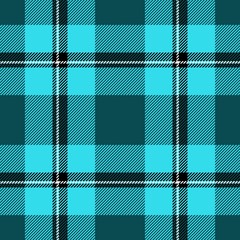 Tartan seamless plaid pattern illustration in black and cyan blue combination