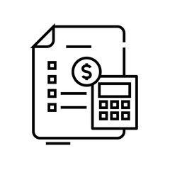 Calculating report line icon, concept sign, outline vector illustration, linear symbol.