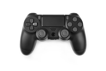 black gamepad isolated on a white background. Gaming concept. Close up