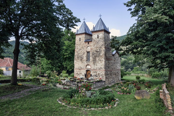 Fototapeta na wymiar The old medieval Church of the Holy Mother in the village of Donja Kamenica in Knjazevac Municipality in eastern Serbia. 