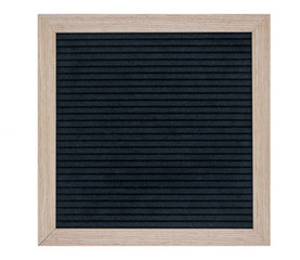 empty black felt Board in a wooden frame. isolated image on a white background