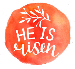Hand lettering with inscription Happy Easter on watercolor background
