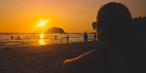 Beautiful sunset. Kata beach. Phuket, Thailand.