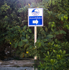 Tsunami evacuation route sign. Phuket, Thailand.