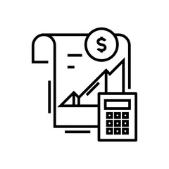 Calculating income line icon, concept sign, outline vector illustration, linear symbol.