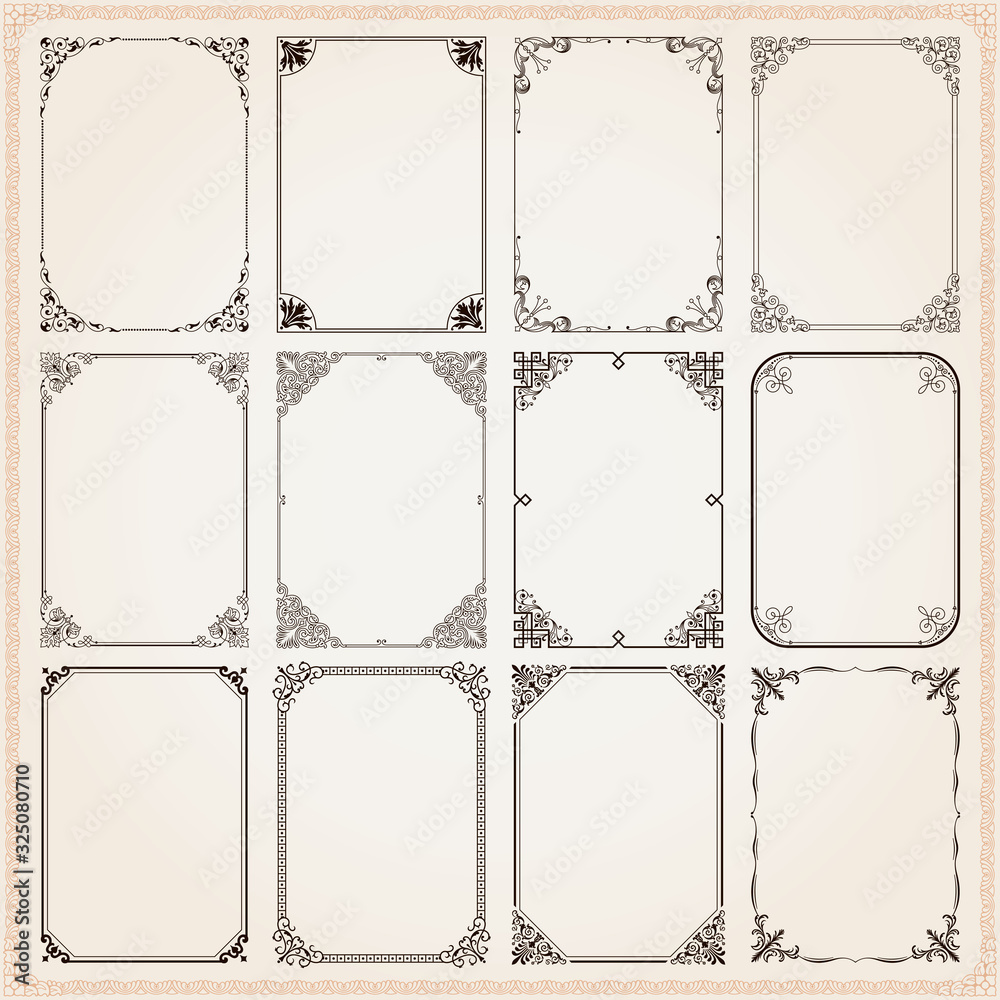 Canvas Prints decorative frames and borders rectangle proportions set 9