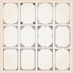 Decorative frames and borders rectangle proportions set 9