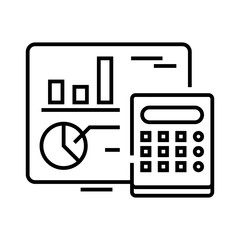 Calculating data line icon, concept sign, outline vector illustration, linear symbol.