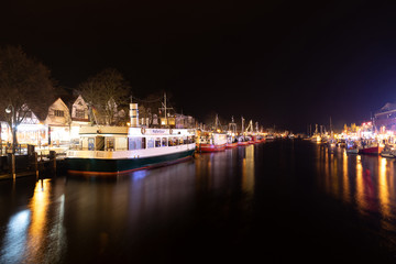 Warnemuende harbor at night