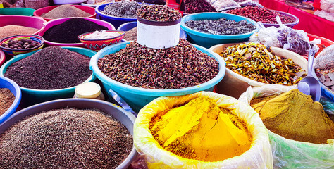 spices and herbs in the market 