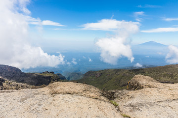 View from the Lemosho trail, the most scenic trail on mount Kilimanjaro, Tanzania