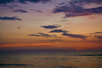Fototapeta na wymiar colorful sky during the sunset in ocean in a beach