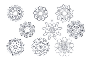 rounded ornamental decorative mandala pattern set design