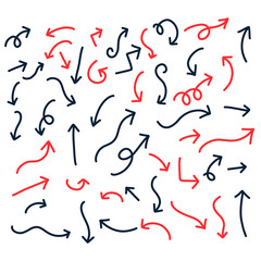 red and black hand drawn doodle arrows