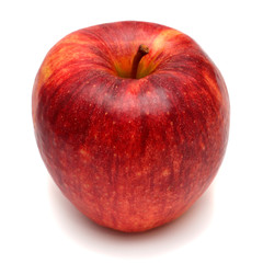 Red apple isolated on white background. Creative healthy food concept. Nature, juice. Top view, flat lay