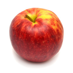 Red apple isolated on white background. Creative healthy food concept. Nature, juice. Top view, flat lay