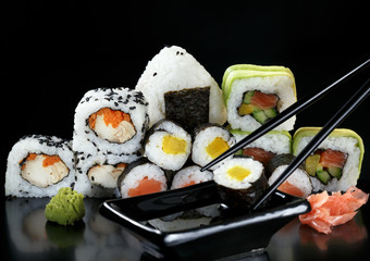 delicious nutritious colorful gourmet sushi