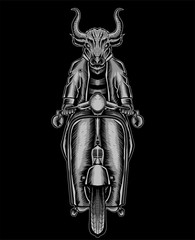 Obraz premium Bull riding on motorcyle template-vector