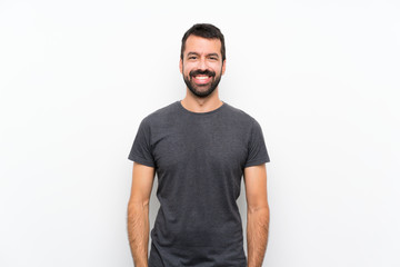 Young handsome man over isolated white background smiling