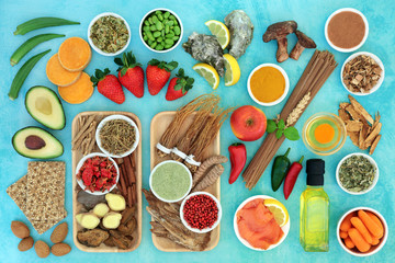 Healthy super food for fitness with foods high in antioxidants, anthocyanins, lycopenes, vitamins, minerals, protein, omega 3 & fibre. Includes herbs used in natural and chinese herbal medicine. Flat 