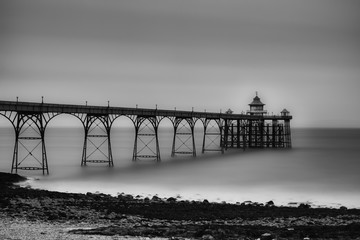 Long exposure of Clevedon Pier in monochrome edition.