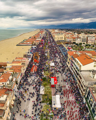 Aerial photo of the carnival of Viareggio