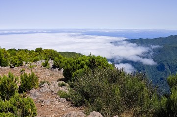 Fototapeta na wymiar Cloudscape panoramic view from the peak of mountain (Madeira Island, Portugal, Europe)