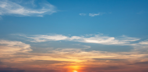 sunrise in blue sky background