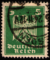 GERMANY - CIRCA 1924: postage stamp 5 German rentphening printed by Germany, shows New imperial...