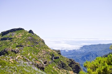 Cloudscape panoramic view from the peak of mountain (Madeira Island, Portugal, Europe)