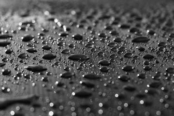water drops on a metal surface