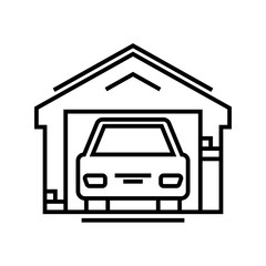 Car garage line icon, concept sign, outline vector illustration, linear symbol.