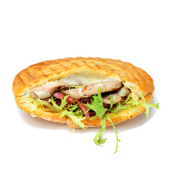 Vegatarian fresh vegetable pita on the white background