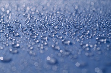 water drops on blue background