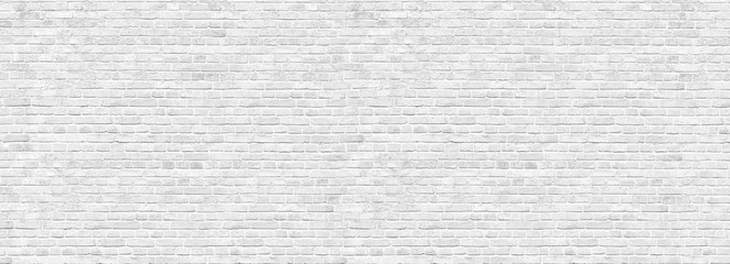 Old white brick wall background, wide panorama of masonry - obrazy, fototapety, plakaty